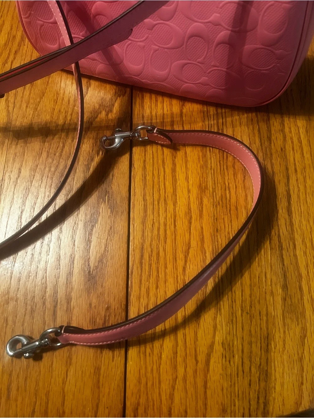 COACH Pink Patent Shoulder Bag with Embossed Logo